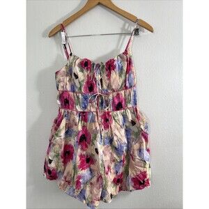 Aureum Tommy Romper Womens Medium Multi Tie in Front Babydoll Y2K